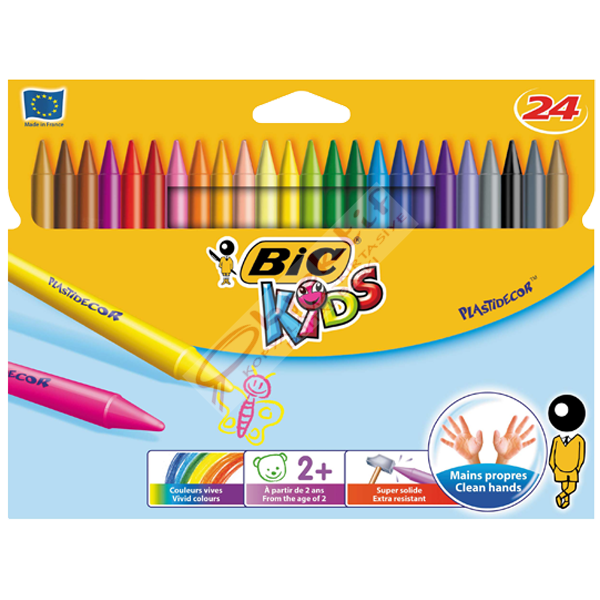 Bic Pastel Boya Plastidecor Karton Kutu Yuvarlak 24 Renk 829772