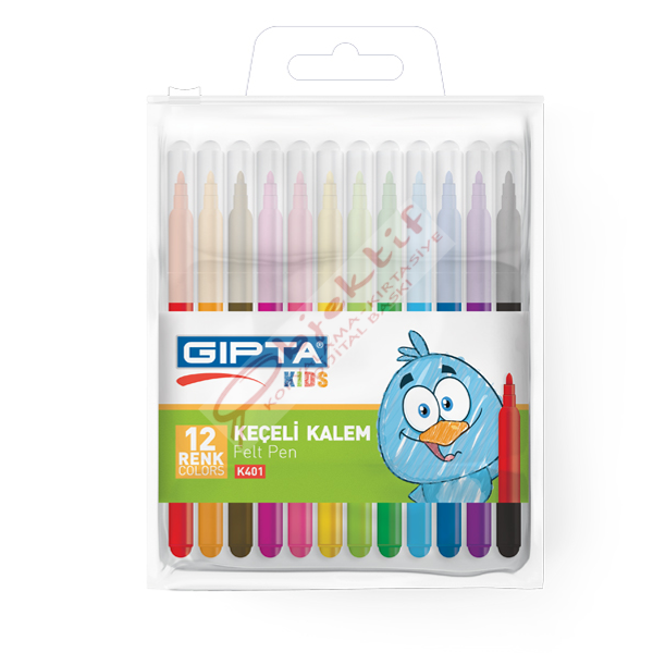 Gıpta Keçeli Boya Kalemi Pvc Çantalı 24 Renk K402