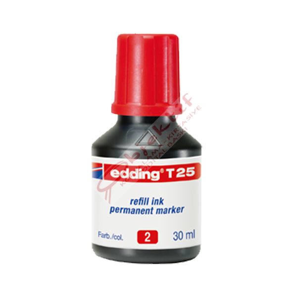 Edding Markör Mürekkebi Permanent Damlalıklı 30 ML Kırmızı T25