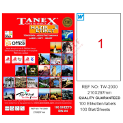 Tanex Laser Etiket 100 YP 210x297 Laser-Copy-Inkjet TW-2000