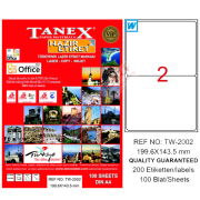 Tanex Laser Etiket 100 YP 199.6x143.5 Laser-Copy-Inkjet TW-2002