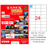 Tanex Laser Etiket 100 YP 70x37.125 Laser-Copy-Inkjet TW-2037