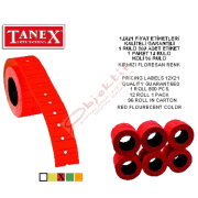 Tanex Fiyat Etiketi Çizgili 12x21 Fosforlu Kırmızı