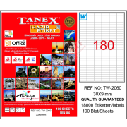 Tanex Laser Etiket 100 YP 30x9 Laser-Copy-Inkjet TW-2060