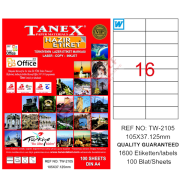 Tanex Laser Etiket 100 YP 105x37 Laser-Copy-Inkjet TW-2105