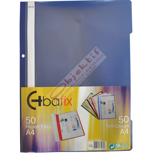Bafix Telli Dosya Plastik XL Lacivert A4