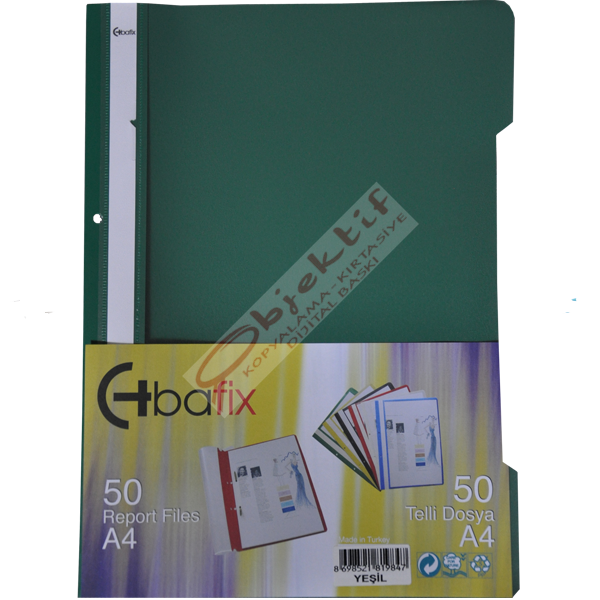 Bafix Telli Dosya Plastik XL Yeşil A4