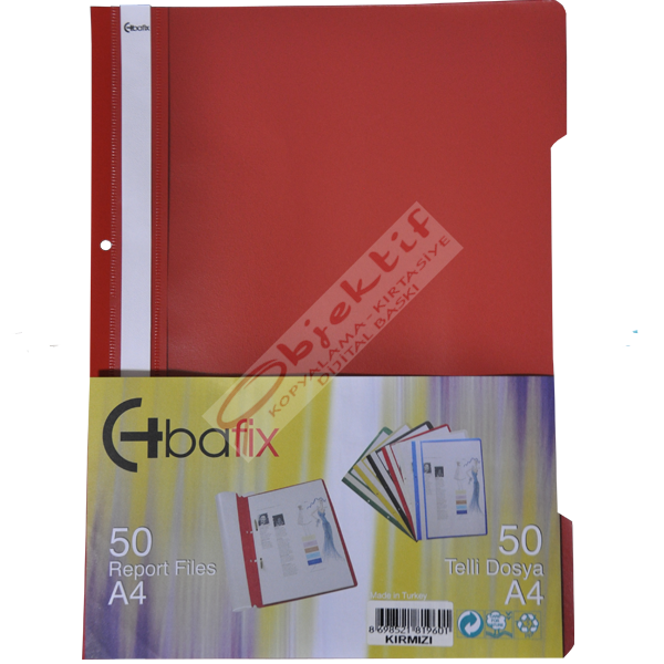 Bafix Telli Dosya Plastik XL Kırmızı A4