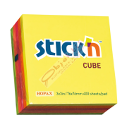 Hopax Stıckn Yapışkanlı Not Kağıdı Küp Fosforlu 400 YP 76x76 5 Renk 21012