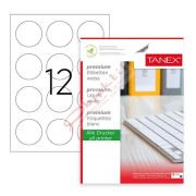 Tanex Laser Etiket 100 YP 0.60 MM Laser-Copy-Inkjet Yuvarlak TW-2160