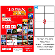Tanex Laser Etiket 100 YP 105x70 Laser-Copy-Inkjet TW-2208