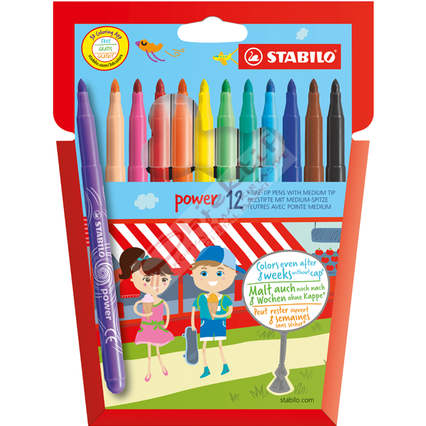 Stabilo Keçeli Boya Kalemi Power Askılı Paket 12 Renk 280/12-01