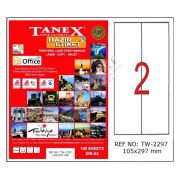 Tanex Laser Etiket 100 YP 105x297 Laser-Copy-Inkjet TW-2297