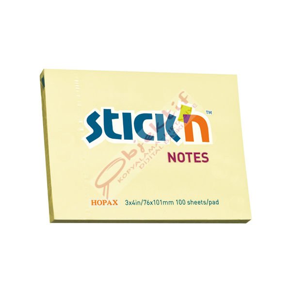 Hopax Stıckn Yapışkanlı Not Kağıdı 100 YP 76x101 Pastel Sarı HE21008