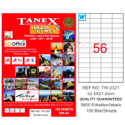 Tanex Laser Etiket 100 YP 52x21 MM Laser-Copy-Inkjet TW-2321