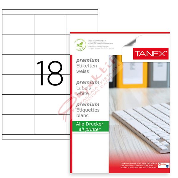 Tanex Laser Etiket 100 YP 70x45 Laser-Copy-Inkjet TW-2518