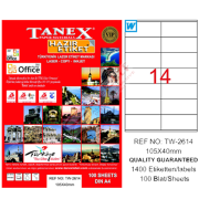 Tanex Laser Etiket 100 YP 105x40 Laser-Copy-Inkjet TW-2614