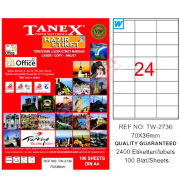 Tanex Laser Etiket 100 YP 70x36 Laser-Copy-Inkjet TW-2736