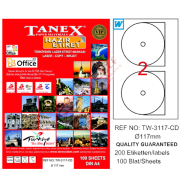 Tanex Cd Etiketi Laser-Copy-Inkjet 100 YP 117 MM TW-3117