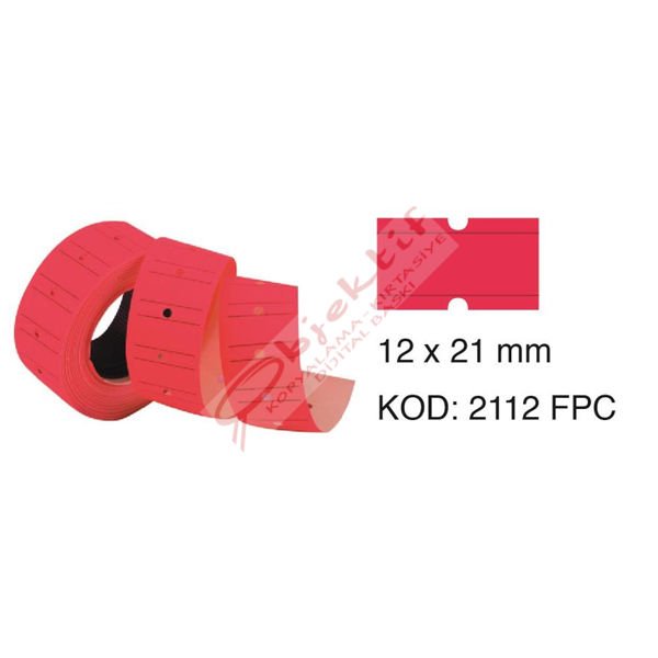 Tanex Fiyat Etiketi Çizgili 12x21 Fosforlu Pembe