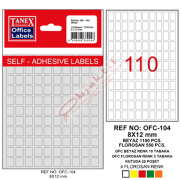 Tanex Ofis Etiketi Poşetli 8x12 MM Beyaz OFC-104