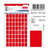 Tanex Ofis Etiketi Poşetli 12x17 MM Fosforlu Kırmızı Ofc-106