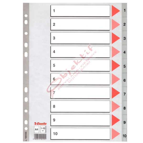 Esselte Seperatör 1-10 Rakamlı Plastik A4 100105