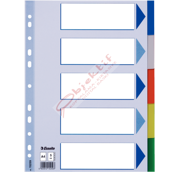 Esselte Seperatör 5 Renkli Plastik A4 15259