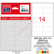 Tanex Ofis Etiketi Poşetli 19x40 MM Beyaz OFC-113