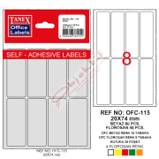 Tanex Ofis Etiketi Poşetli 20x74 MM Beyaz OFC-115