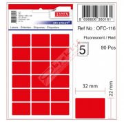 Tanex Ofis Etiketi Poşetli 22x32 MM Fosforlu Kırmızı OFC-116