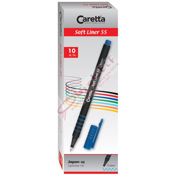 Caretta Softliner Keçeli Kalem 0.4 MM Siyah 10 LU 55/01