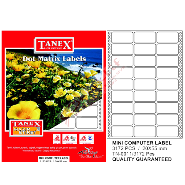 Tanex Sürekli Form Etiket 3172 Lİ 20x55