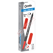 Caretta Twinliner Çift Uçlu Keçeli Kalem 0.4 MM-1.0 MM Bordo 10 LU 65/10