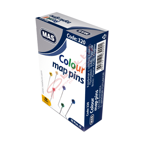 Mas Toplu İğne Renkli Başlı 32 MM 320