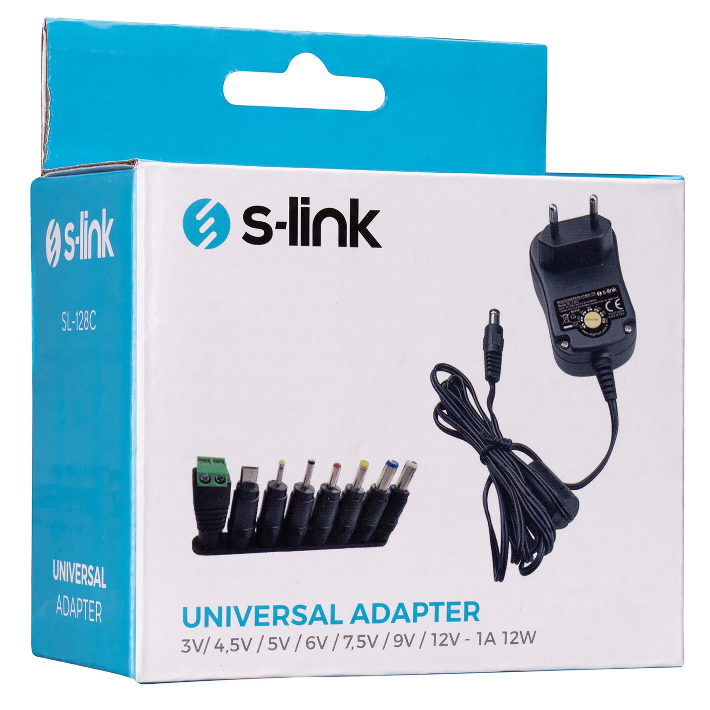 S-link SL-128C 3V/4,5V/5V/6V/7,5V/9V/12V 1A 12W (5.5*2.1) 8 Uçlu Adaptör