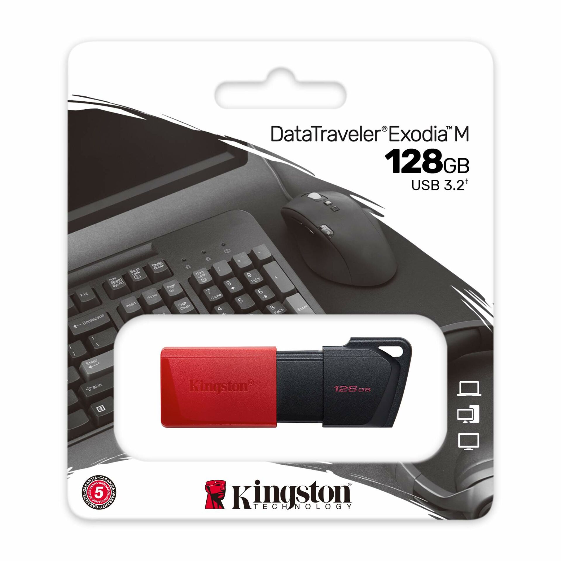 Kingston DTXM/128GB 128GB USB3.2 Gen1 DataTraveler Exodia M (Black + Red) Flash Bellek