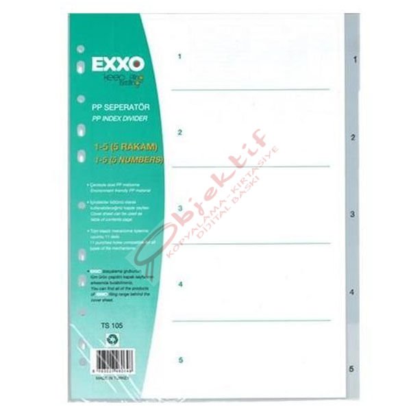 Exxo Seperatör 1-5 Rakamlı Plastik A4 TS105