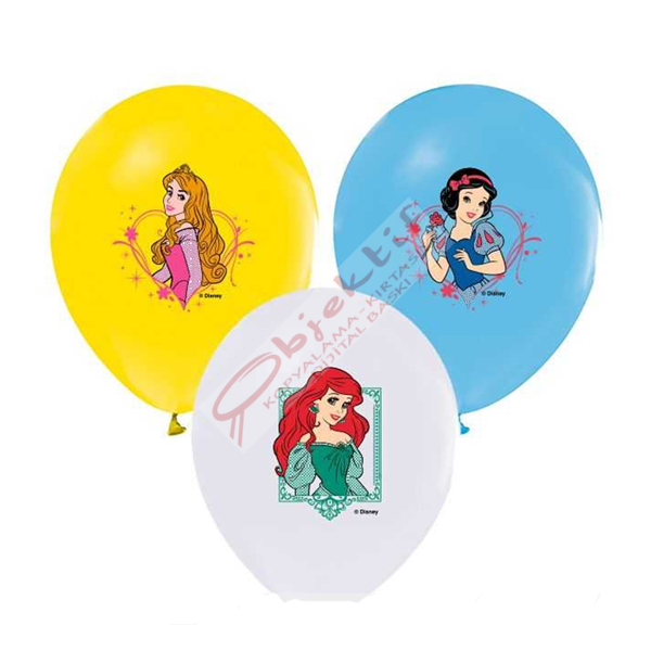 Balonevi Balon Prenses Baskılı Pastel Renk 4+1 100 LÜ 1930