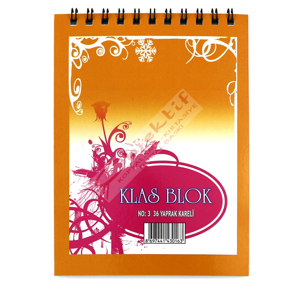 Klas Bloknot Spiralli Kareli No:3 36 YP
