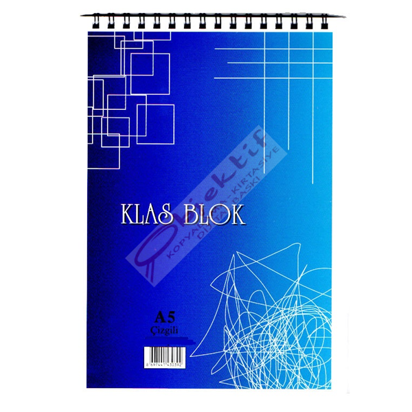 Klas Bloknot Spiralli Office Book Çizgili 100 YP A5