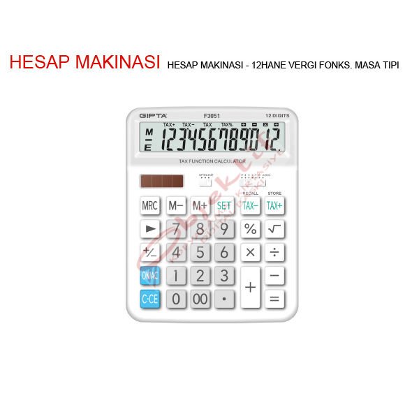 Gıpta Hesap Makınası 12 Hane Vergi Fonks.Masa Tipi F3051