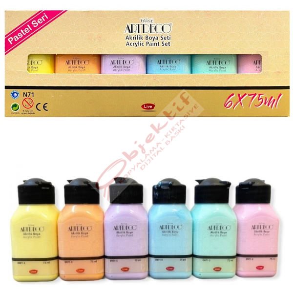 Artdeco Akrilik Boya 6x75 ML Set Pastel Renkler LV-Y-070I-AS2