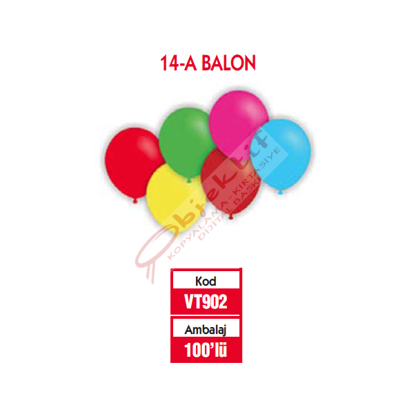 Vatan Balon Karışık Renk ( 14-A ) 100 LÜ VT902