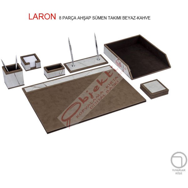 Gıpta Sümen Takımı 8 Parça Laron Ahşap Beyaz-kayve
