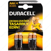 Duracell Alkalin İnce Kalem Pil (AAA) 4 LÜ Kartela