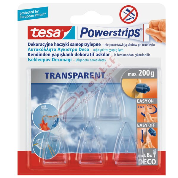 Tesa Askı İz Bırakmadan Sökülebilir Powerstrıps Şeffaf 58900