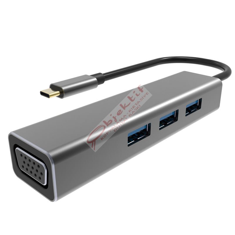 Vcom DH319 Type-C To Usb 3.0*3 Vga Çevirici