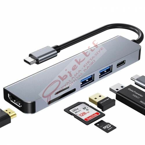 Daytona Hc-13C  Type-C To 2* USB 3.0 Sd Tf 4K Hd 1080P HDMI Pd Kart Okuyucu Çevirici Hub