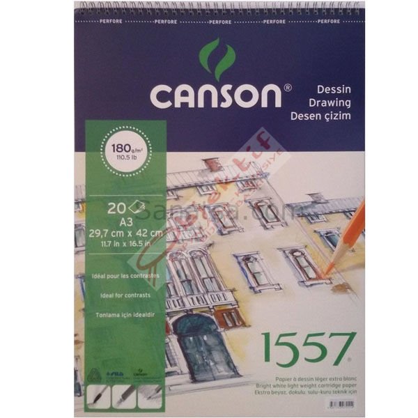 Canson Teknik Resim Defteri Blok Üstten Spiralli 40 YP A3 120 GR FCNS12040A3US